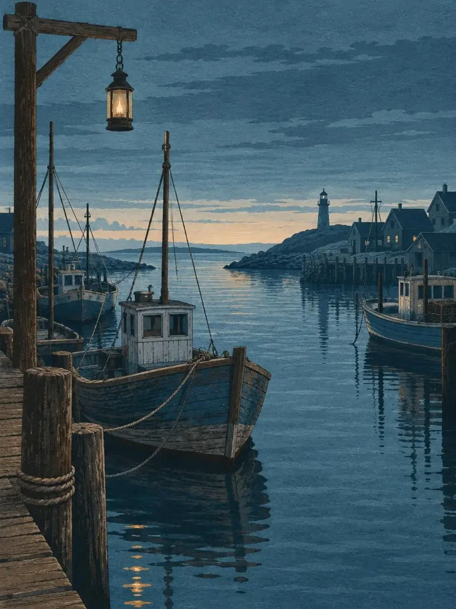 渔乡守夜人 短剧封面 《渔乡守夜人》封面插画:渔港的夜班,比海风更冷的是人情的误会。